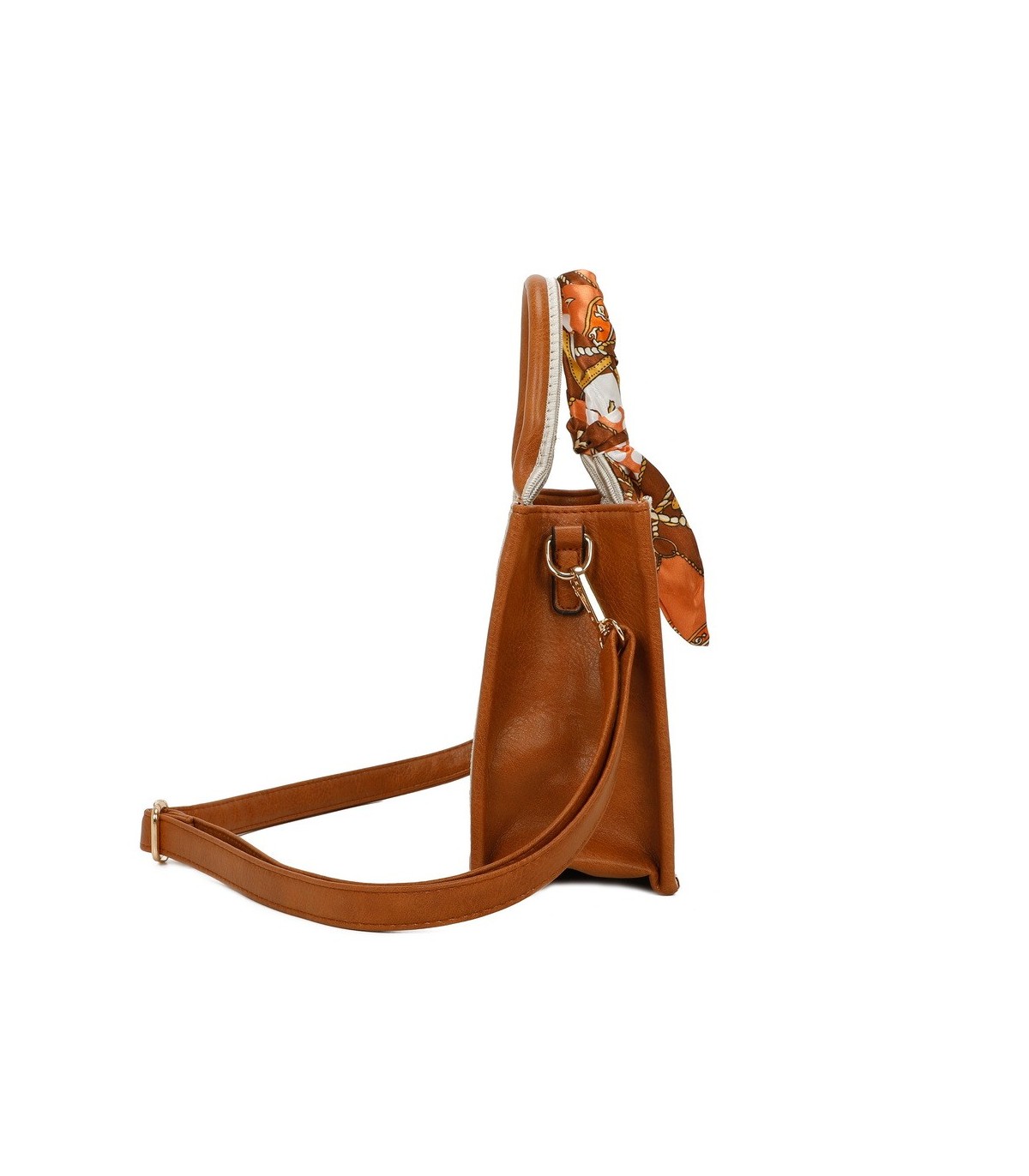 T11705 - Bolso para mujer con bandolera y pañuelo  motivos geométricos de varios colores