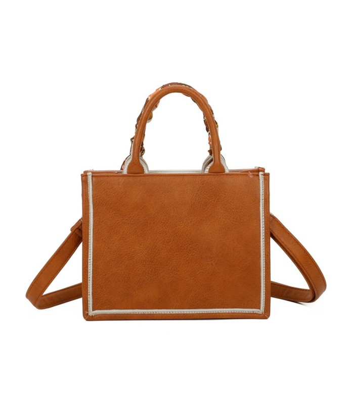 T11705 - Bolso para mujer con bandolera y pañuelo  motivos geométricos de varios colores