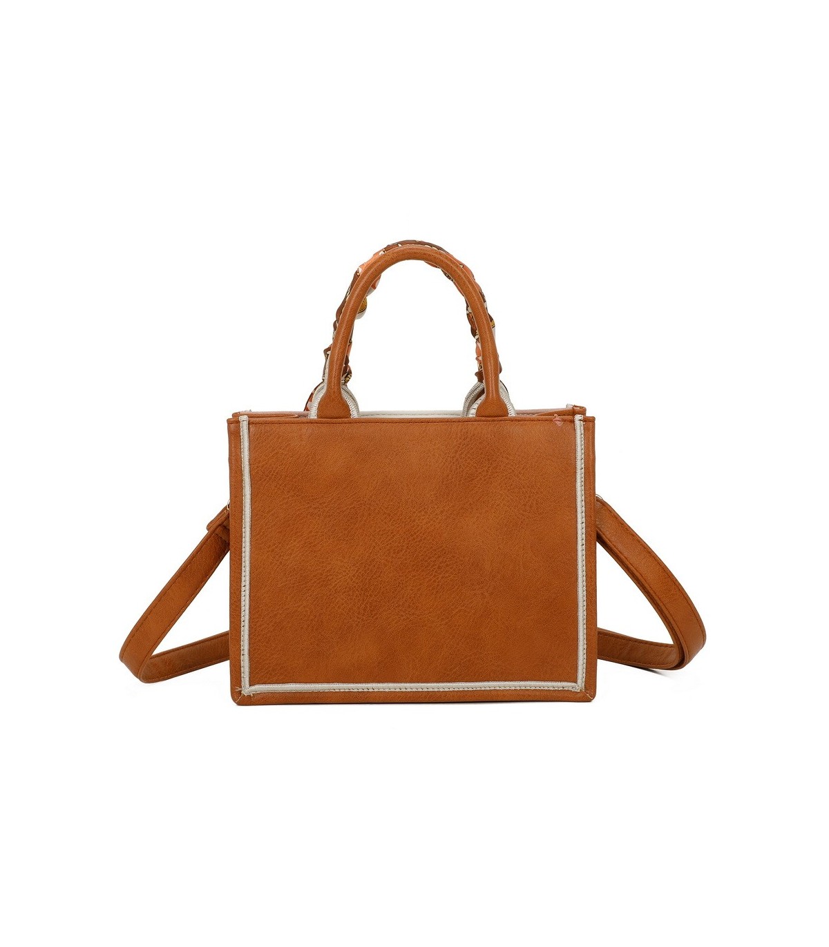 T11705 - Bolso para mujer con bandolera y pañuelo  motivos geométricos de varios colores