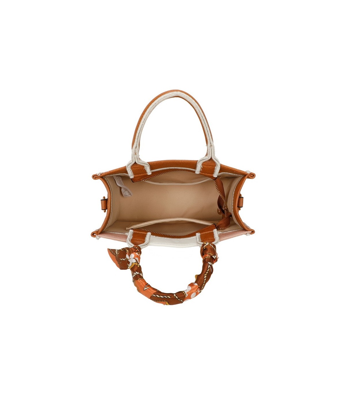 T11705 - Bolso para mujer con bandolera y pañuelo  motivos geométricos de varios colores