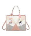 T11706 - Bolso de motivo triangular de colores para mujer con asa y pañuelo muy bonito