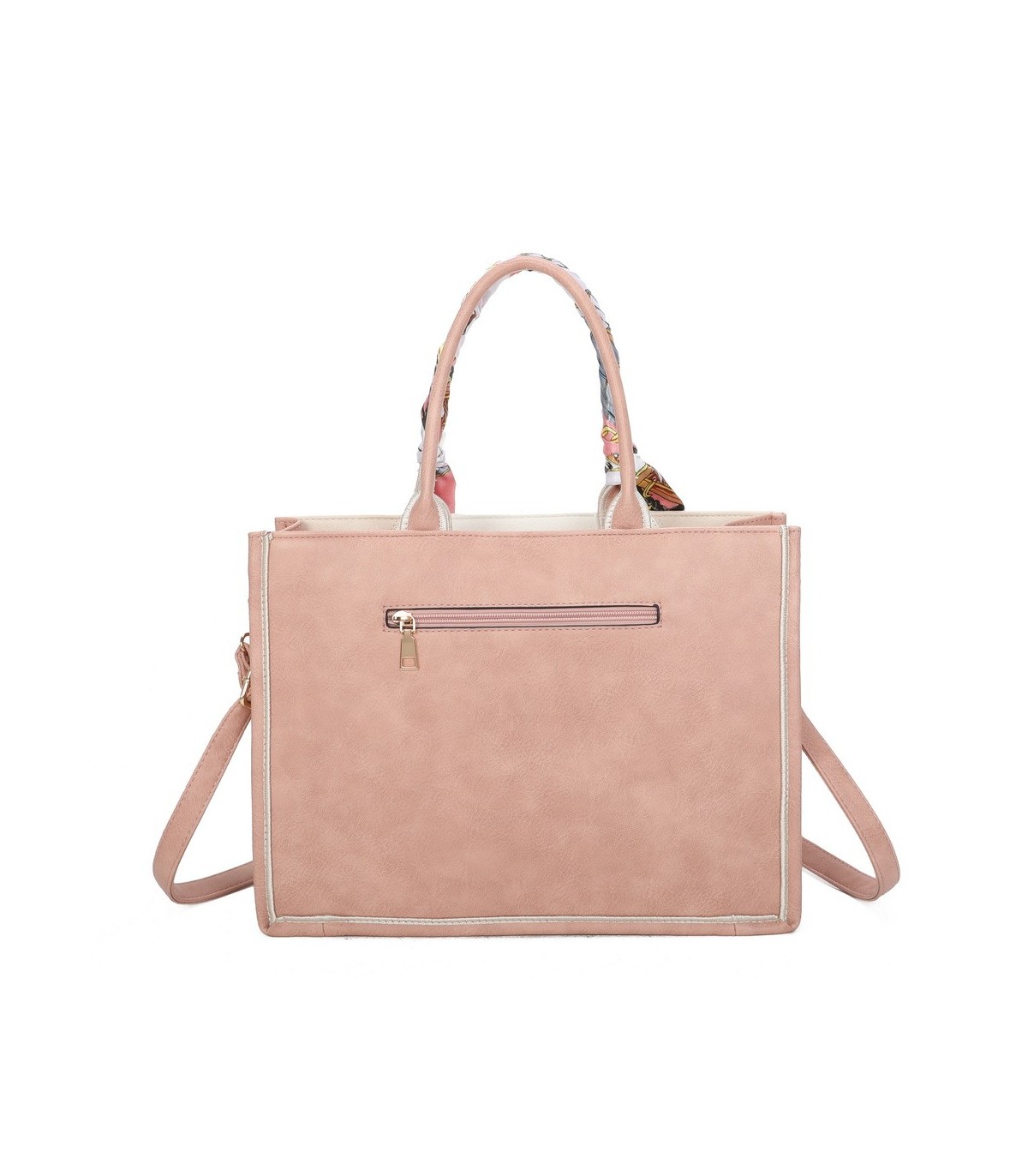 T11706 - Bolso de motivo triangular de colores para mujer con asa y pañuelo muy bonito