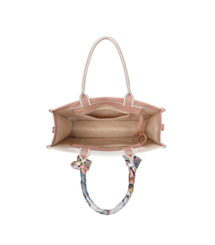 T11706 - Bolso de motivo triangular de colores para mujer con asa y pañuelo muy bonito