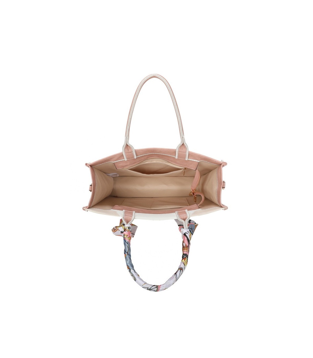 T11706 - Bolso de motivo triangular de colores para mujer con asa y pañuelo muy bonito