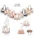 T11706 - Bolso de motivo triangular de colores para mujer con asa y pañuelo muy bonito