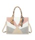 T11706 - Bolso de motivo triangular de colores para mujer con asa y pañuelo muy bonito