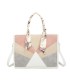T11706 - Bolso de motivo triangular de colores para mujer con asa y pañuelo muy bonito
