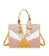 T11706 - Bolso de motivo triangular de colores para mujer con asa y pañuelo muy bonito