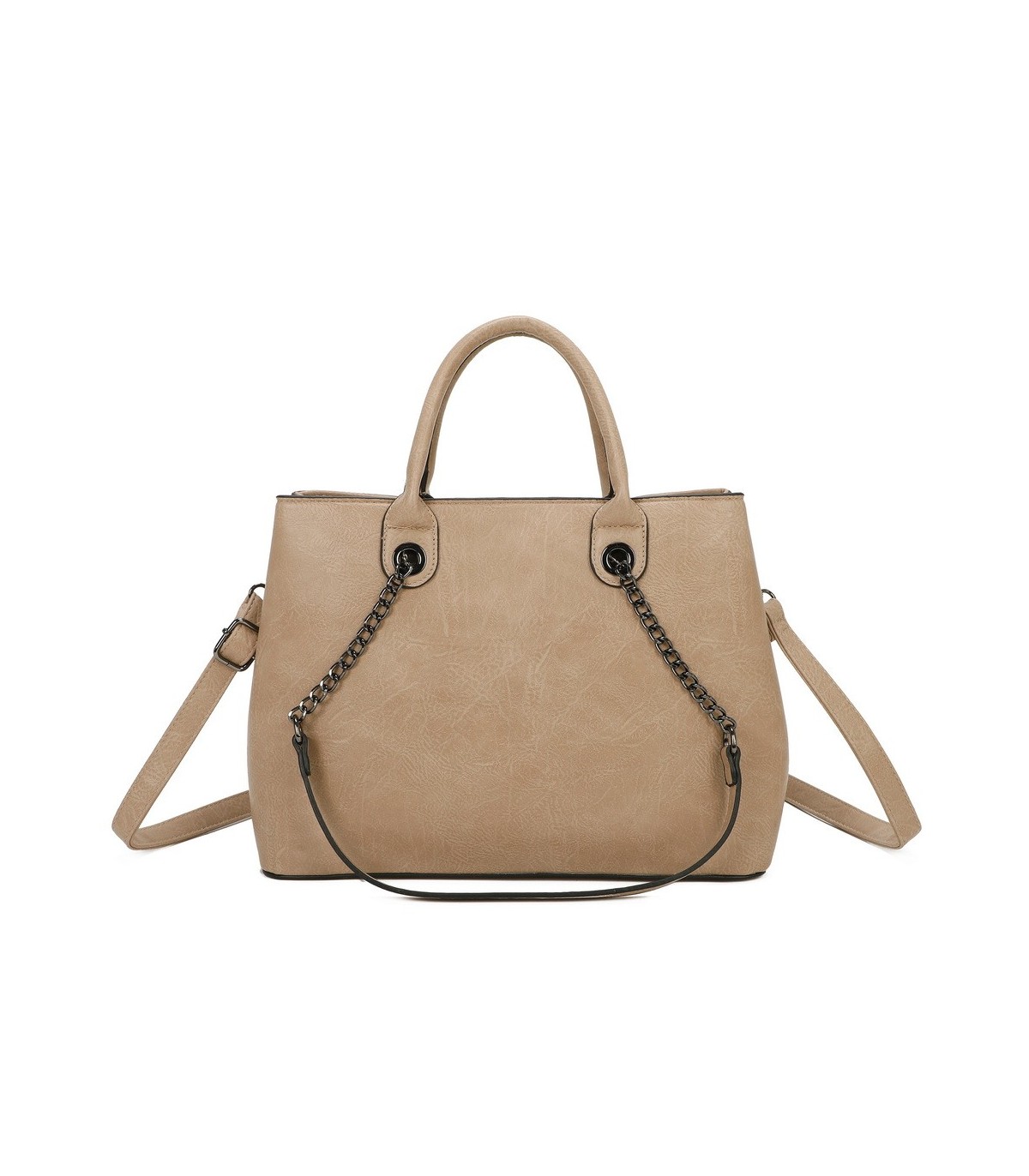 T11710 - Bolso de mano con asas de cadena y bandolera cruzada