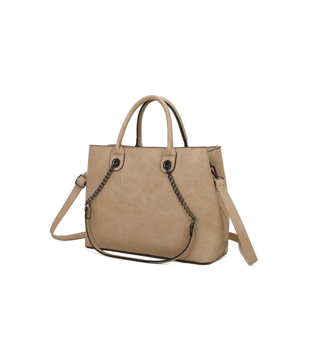 T11710 - Bolso de mano con asas de cadena y bandolera cruzada