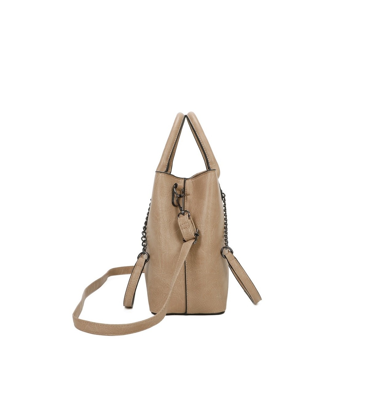 T11710 - Bolso de mano con asas de cadena y bandolera cruzada