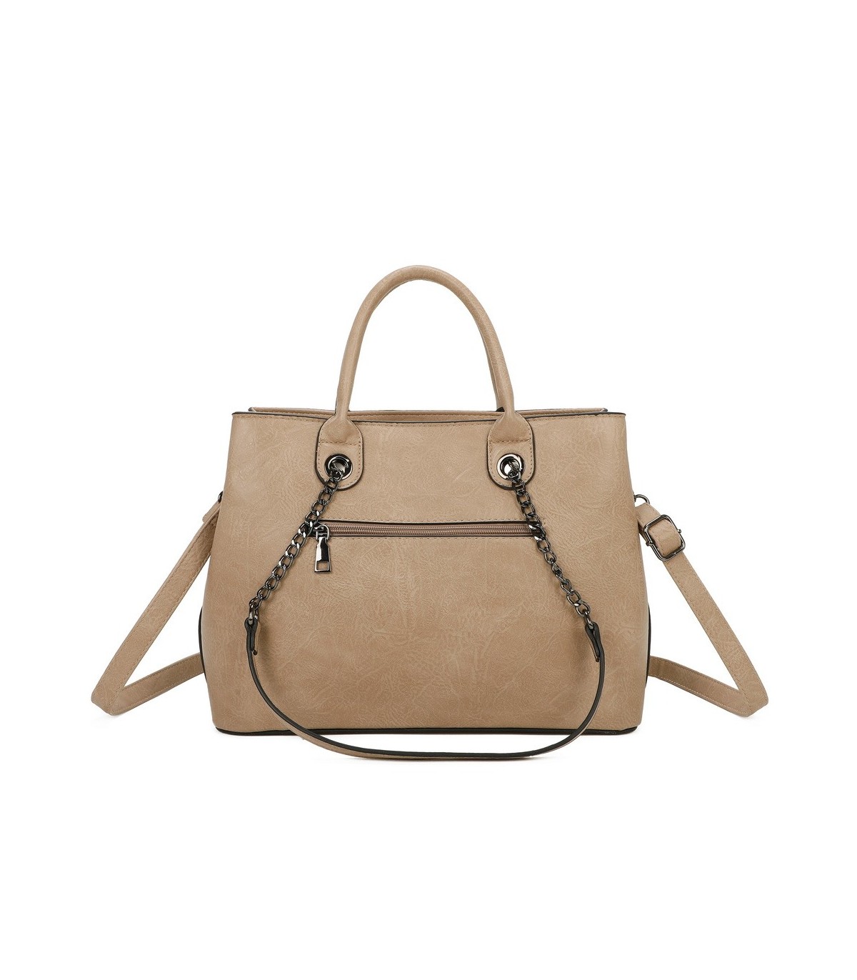T11710 - Bolso de mano con asas de cadena y bandolera cruzada