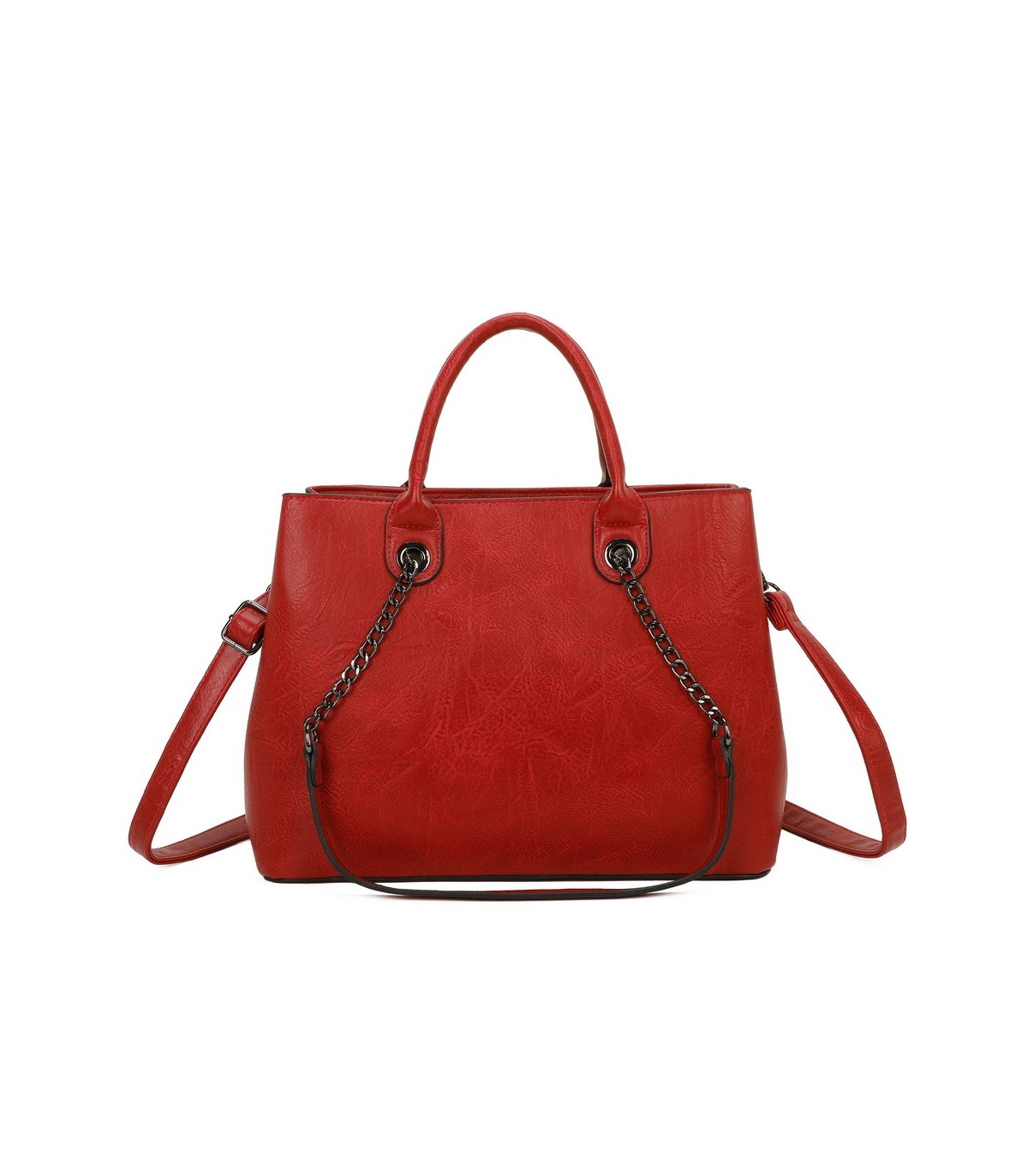 T11710 - Bolso de mano con asas de cadena y bandolera cruzada
