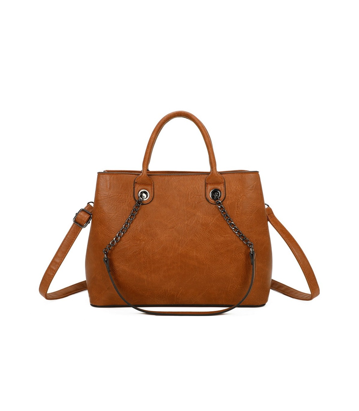 T11710 - Bolso de mano con asas de cadena y bandolera cruzada
