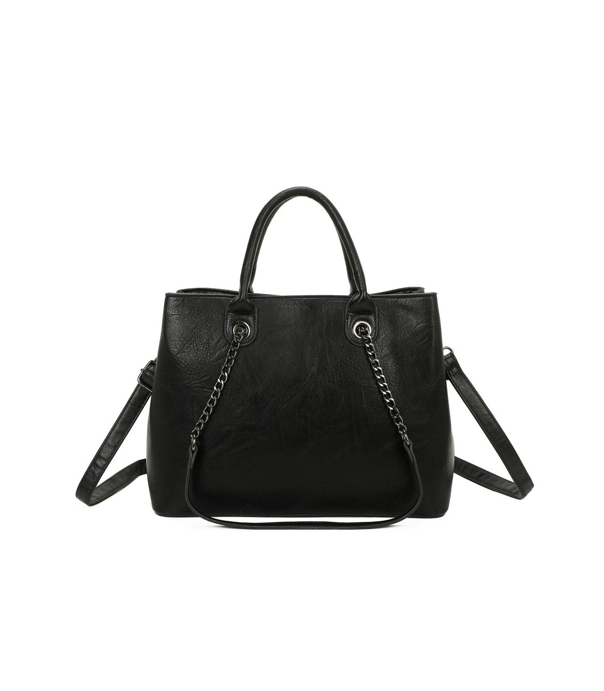 T11710 - Bolso de mano con asas de cadena y bandolera cruzada