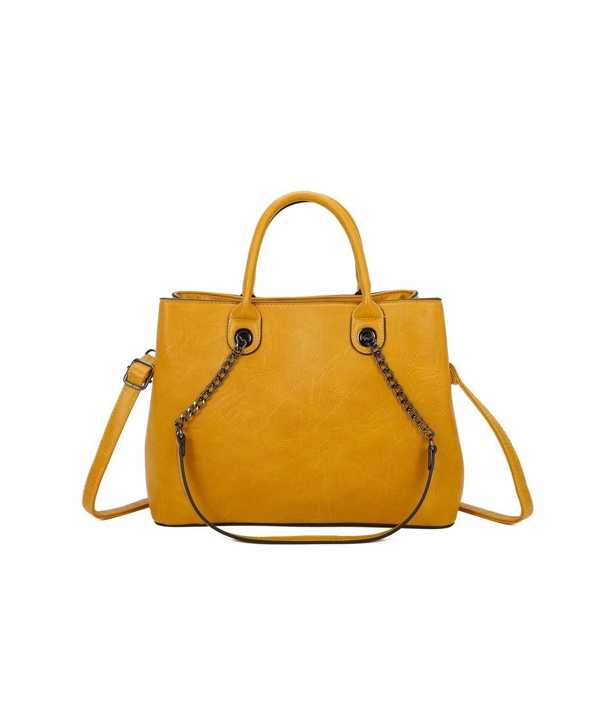 T11710 - Bolso de mano con asas de cadena y bandolera cruzada