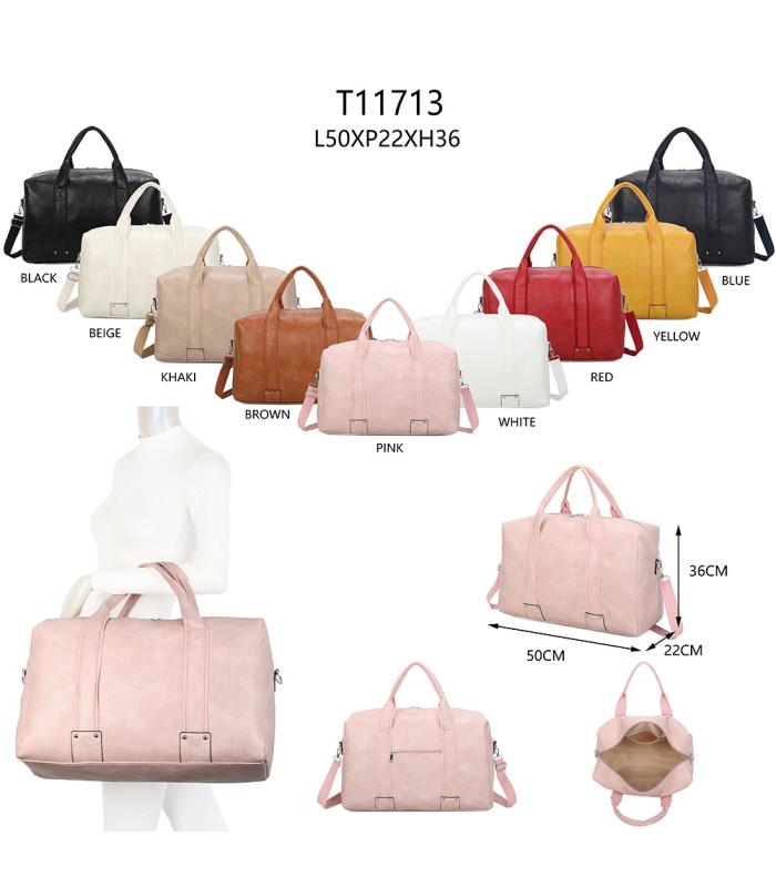 T11713 - Bolso de viaje grande con asas y bandolera amplio espacio interior