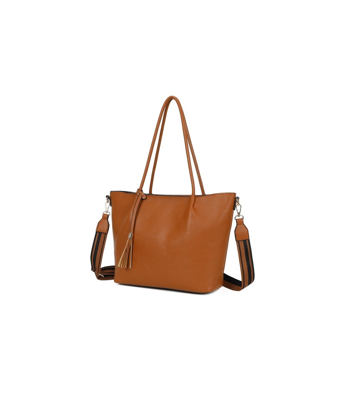 T11719 - Bolso para llevar al hombro y en bandolera cruzada, borla a juego y amplio espacio interior