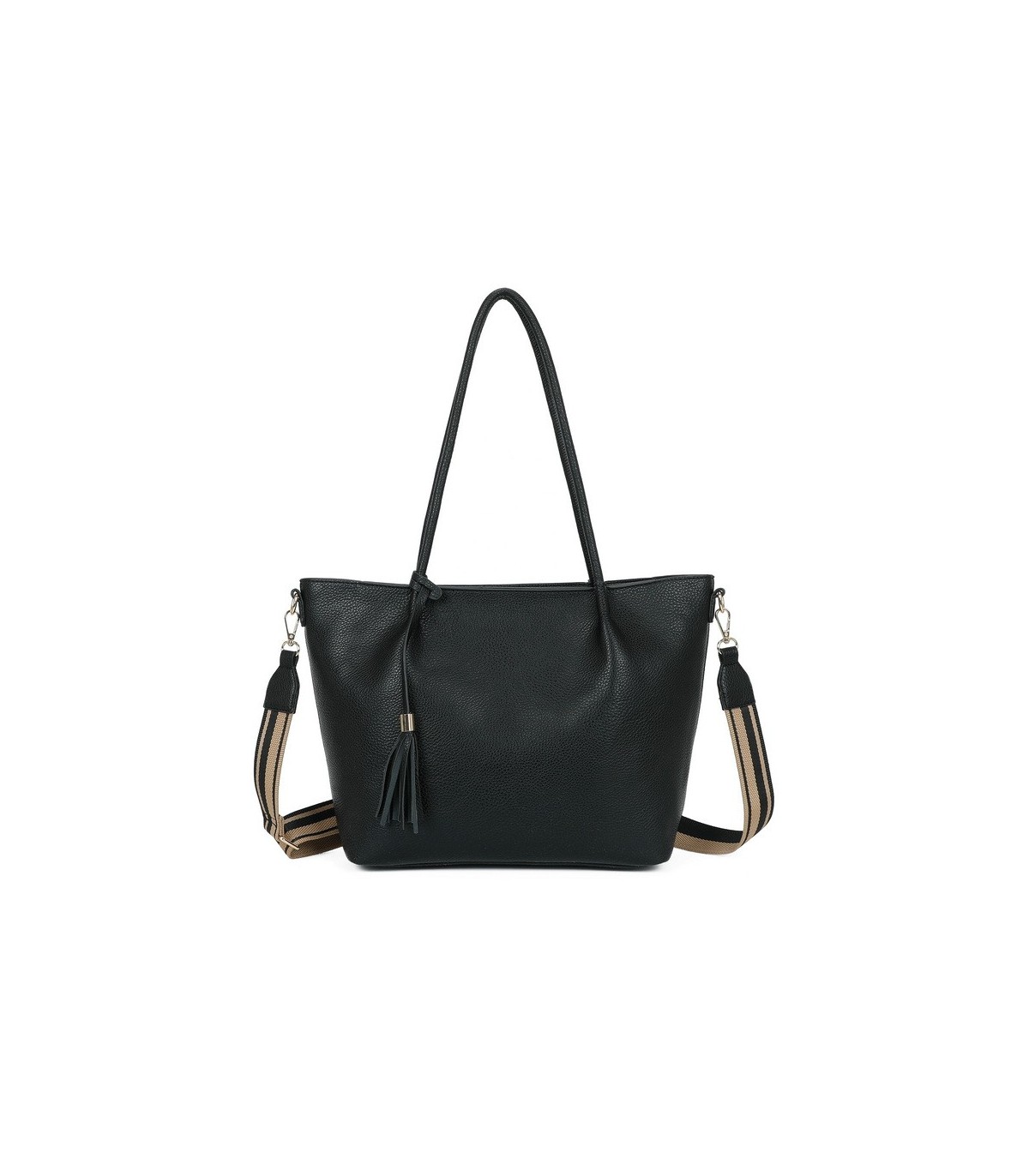 T11719 - Bolso para llevar al hombro y en bandolera cruzada, borla a juego y amplio espacio interior