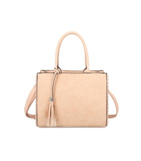 T11731 - Bolso de mano con borla del mismo color tamaño cuadrado para mujer