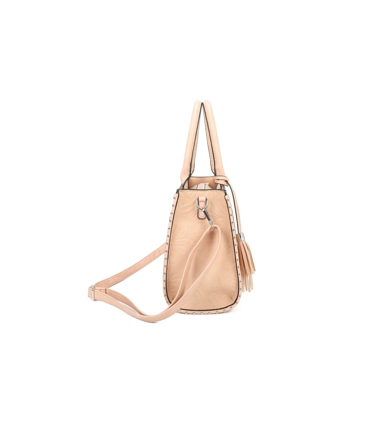 T11731 - Bolso de mano con borla del mismo color tamaño cuadrado para mujer