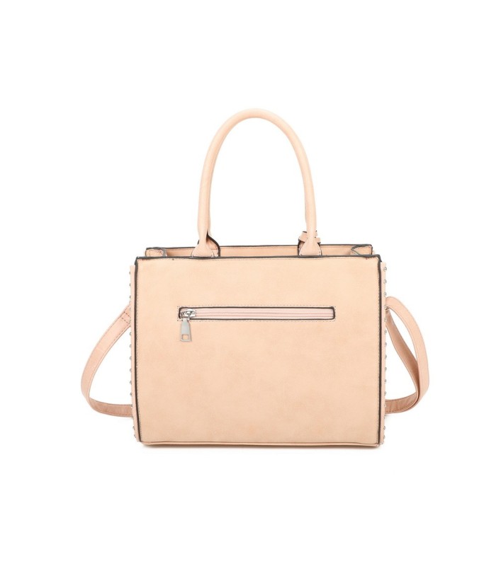 T11731 - Bolso de mano con borla del mismo color tamaño cuadrado para mujer