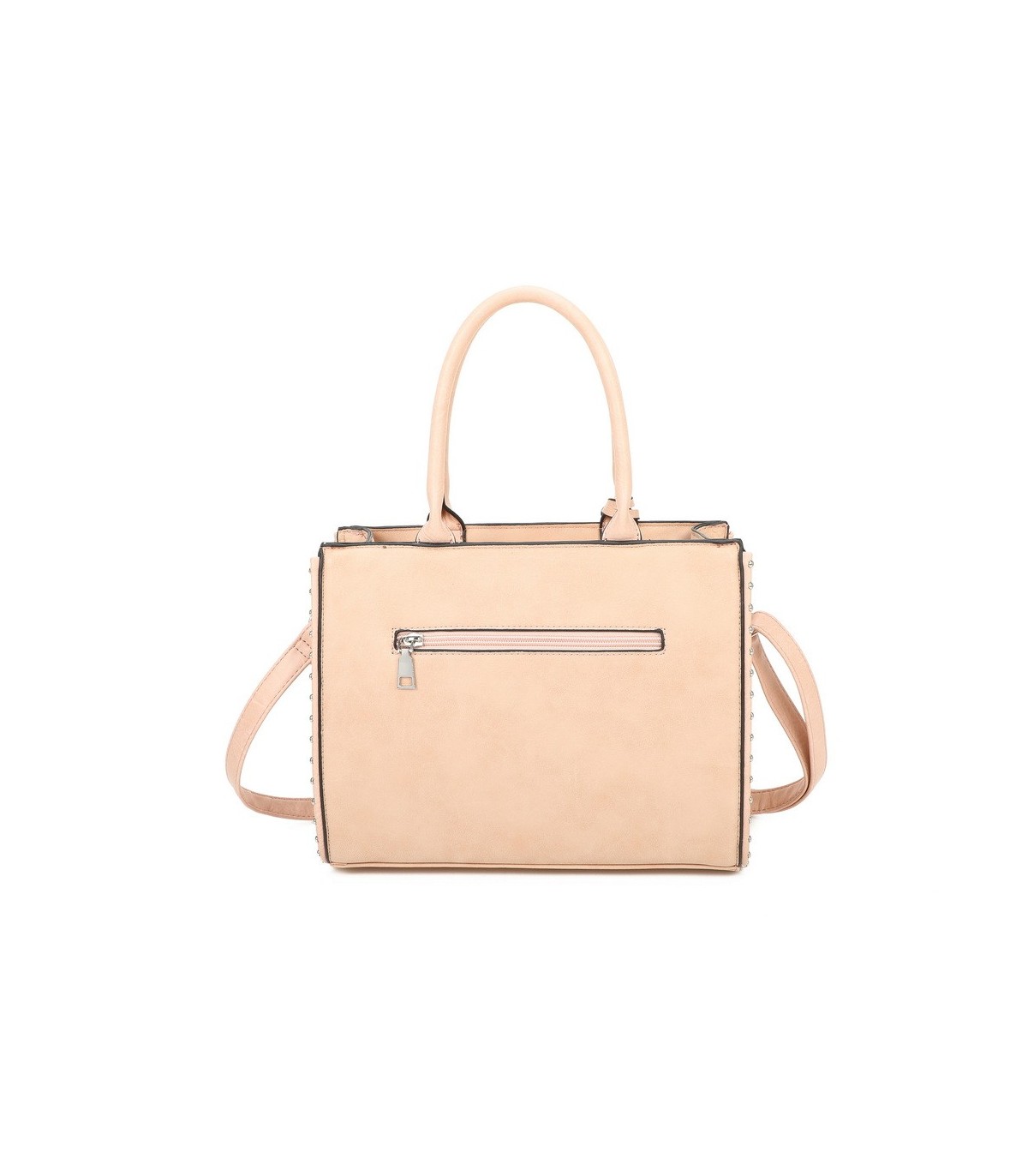 T11731 - Bolso de mano con borla del mismo color tamaño cuadrado para mujer