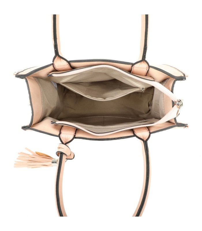 T11731 - Bolso de mano con borla del mismo color tamaño cuadrado para mujer