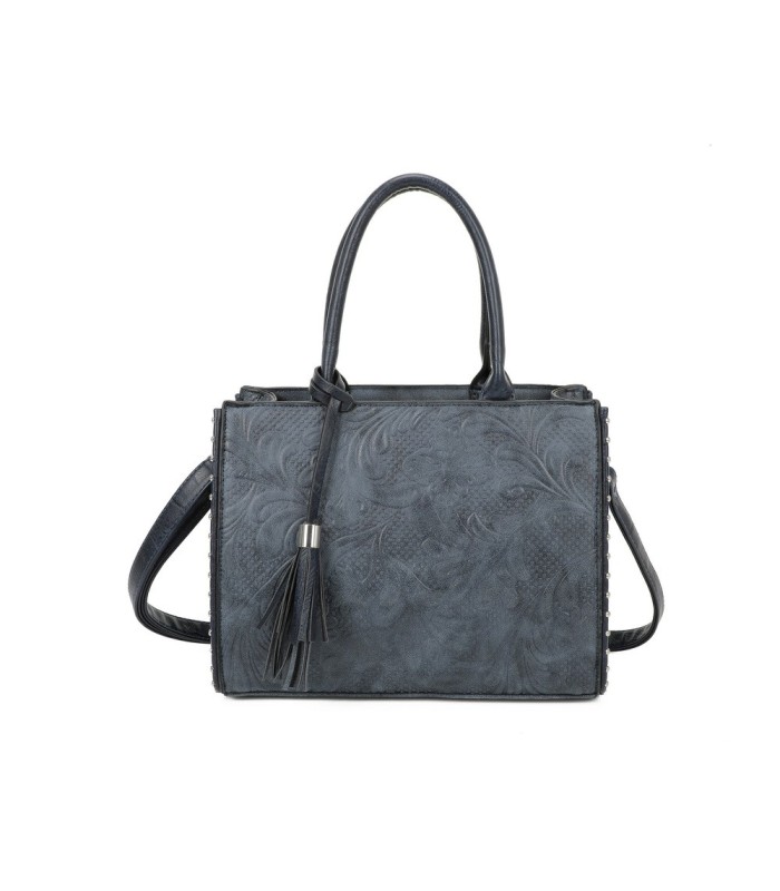 T11731 - Bolso de mano con borla del mismo color tamaño cuadrado para mujer