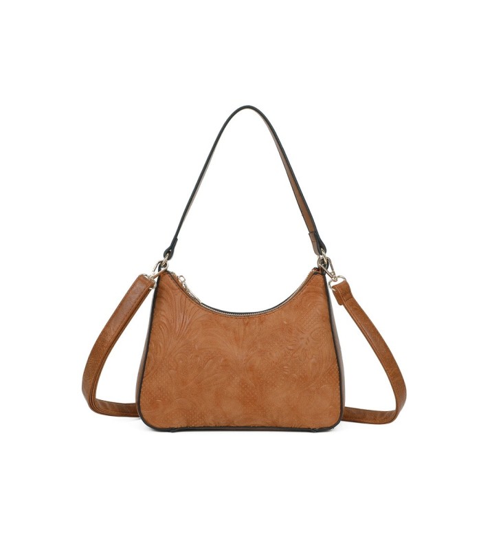 T11732 - Bolso hobo con asa grande para llevarlo en el hombro o con bandolera con textura de plantas