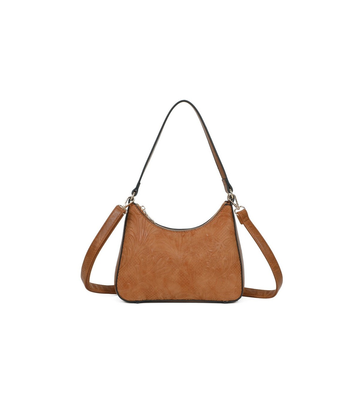 T11732 - Bolso hobo con asa grande para llevarlo en el hombro o con bandolera con textura de plantas