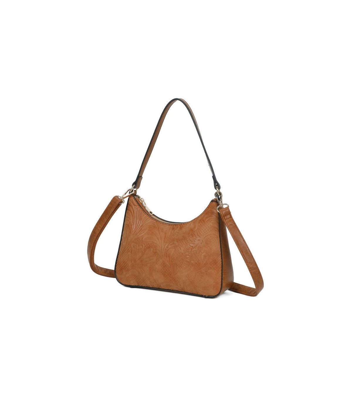 T11732 - Bolso hobo con asa grande para llevarlo en el hombro o con bandolera con textura de plantas
