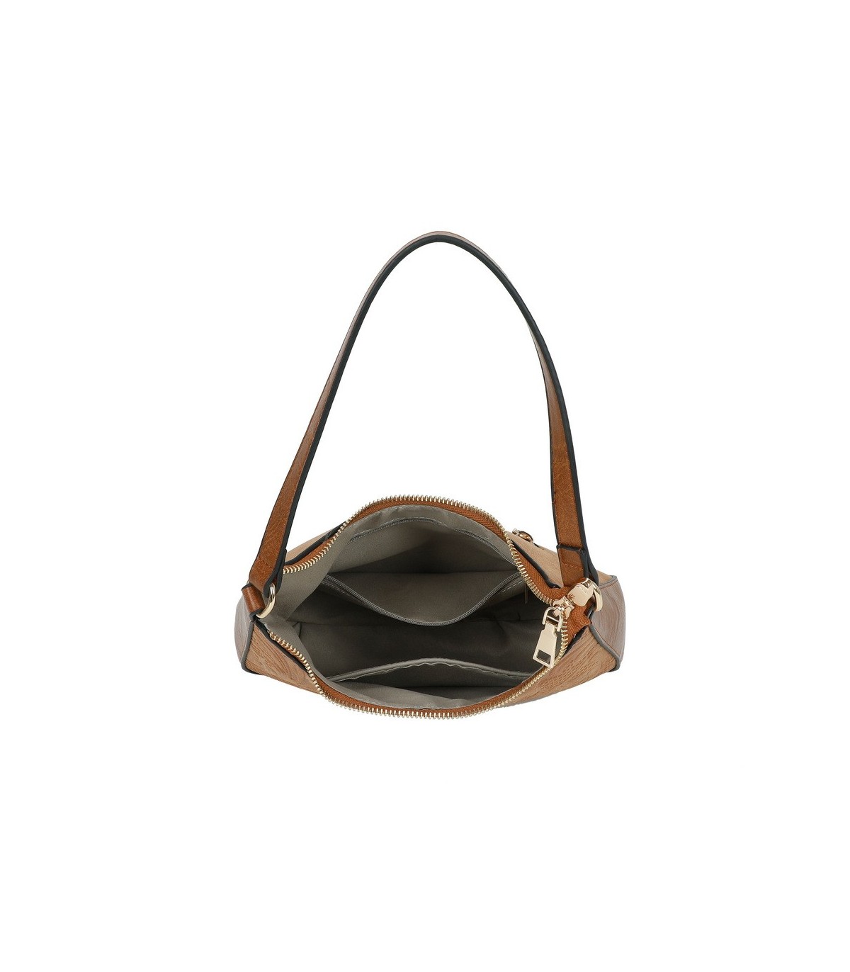 T11732 - Bolso hobo con asa grande para llevarlo en el hombro o con bandolera con textura de plantas