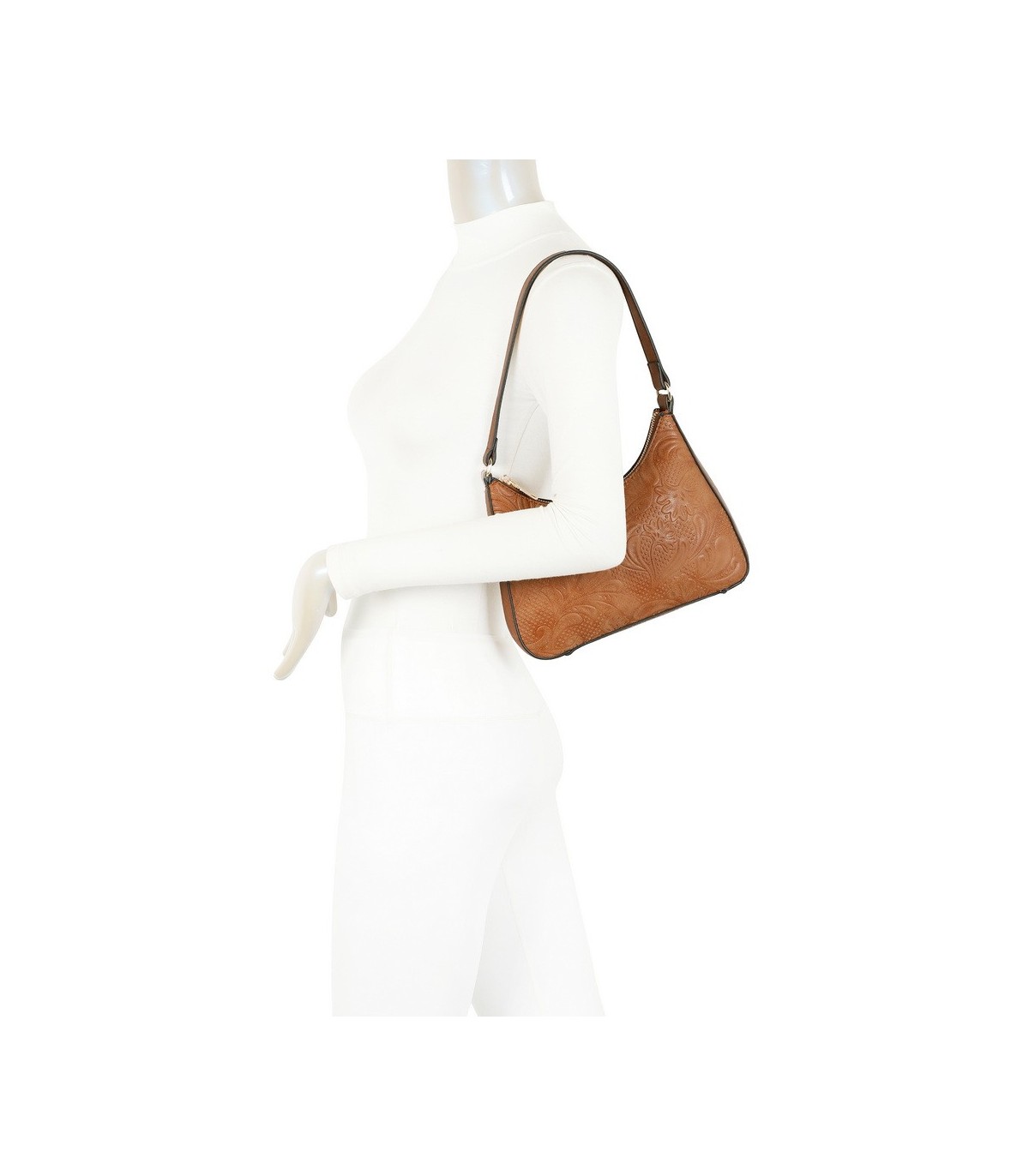 T11732 - Bolso hobo con asa grande para llevarlo en el hombro o con bandolera con textura de plantas