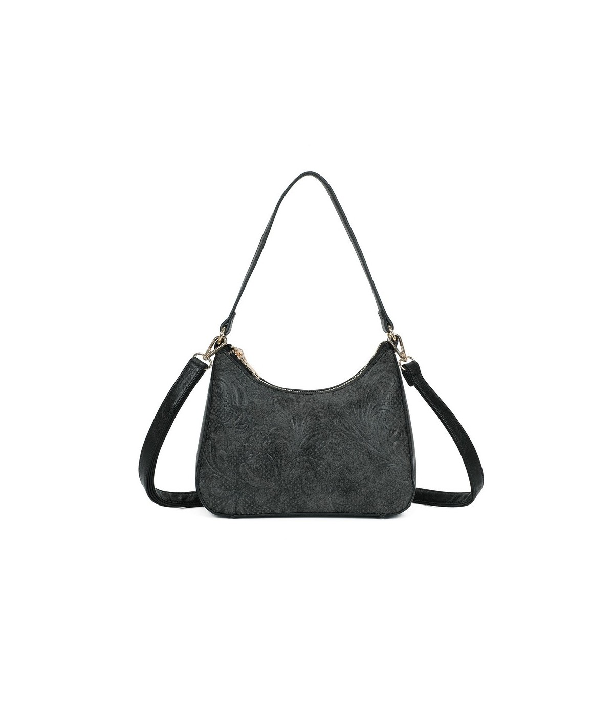 T11732 - Bolso hobo con asa grande para llevarlo en el hombro o con bandolera con textura de plantas