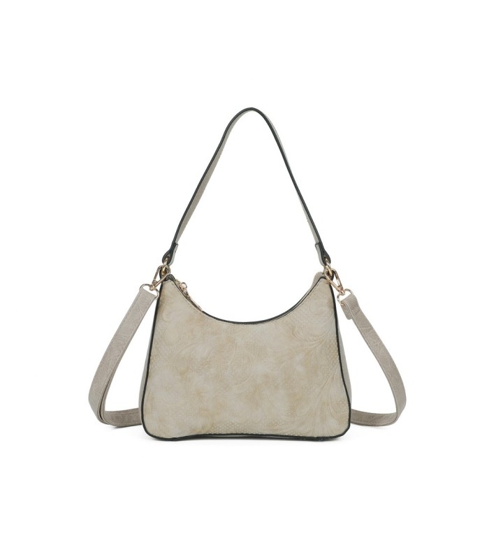 T11732 - Bolso hobo con asa grande para llevarlo en el hombro o con bandolera con textura de plantas