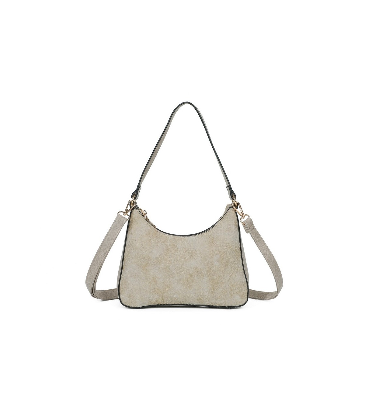 T11732 - Bolso hobo con asa grande para llevarlo en el hombro o con bandolera con textura de plantas
