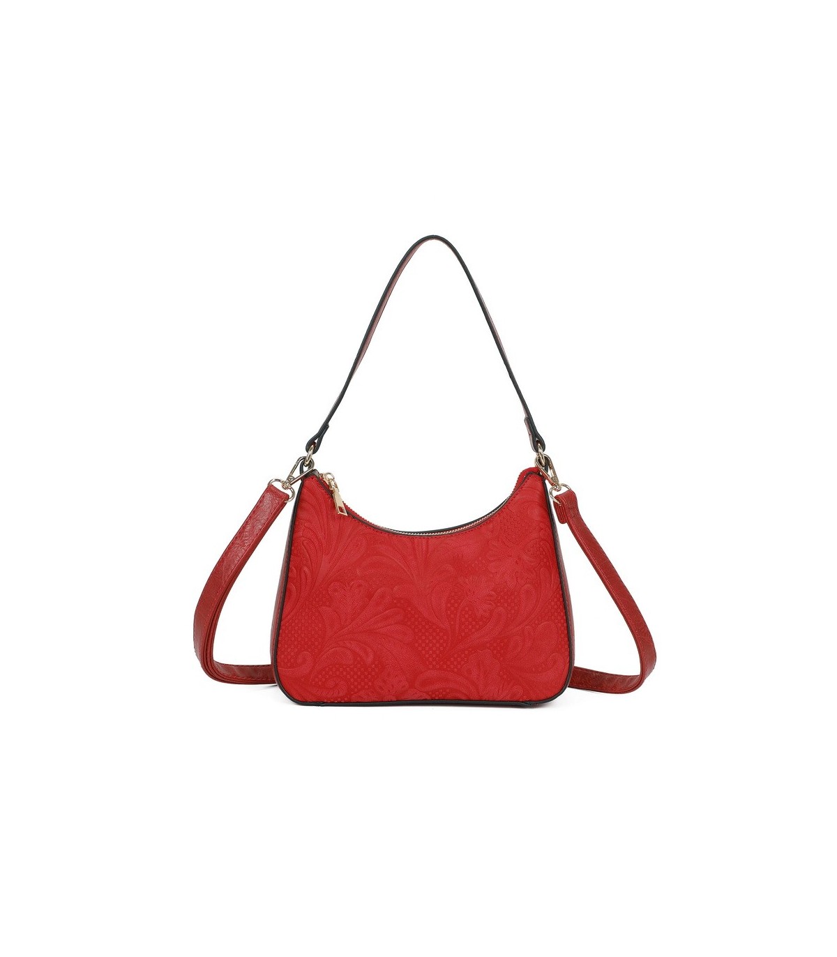 T11732 - Bolso hobo con asa grande para llevarlo en el hombro o con bandolera con textura de plantas