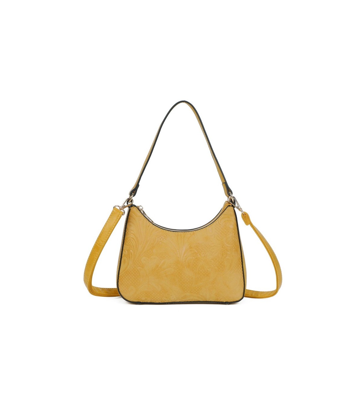 T11732 - Bolso hobo con asa grande para llevarlo en el hombro o con bandolera con textura de plantas