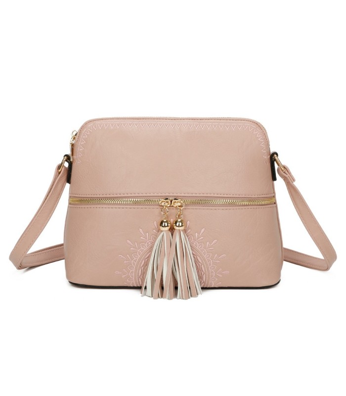 T11524 - Bolso con borla y bandolera con bolsillos delanteros
