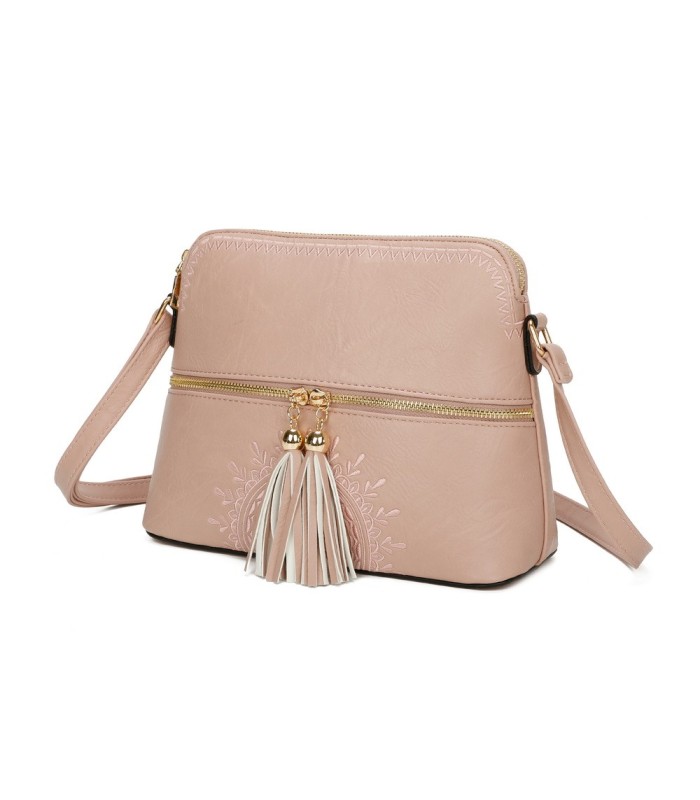 T11524 - Bolso con borla y bandolera con bolsillos delanteros