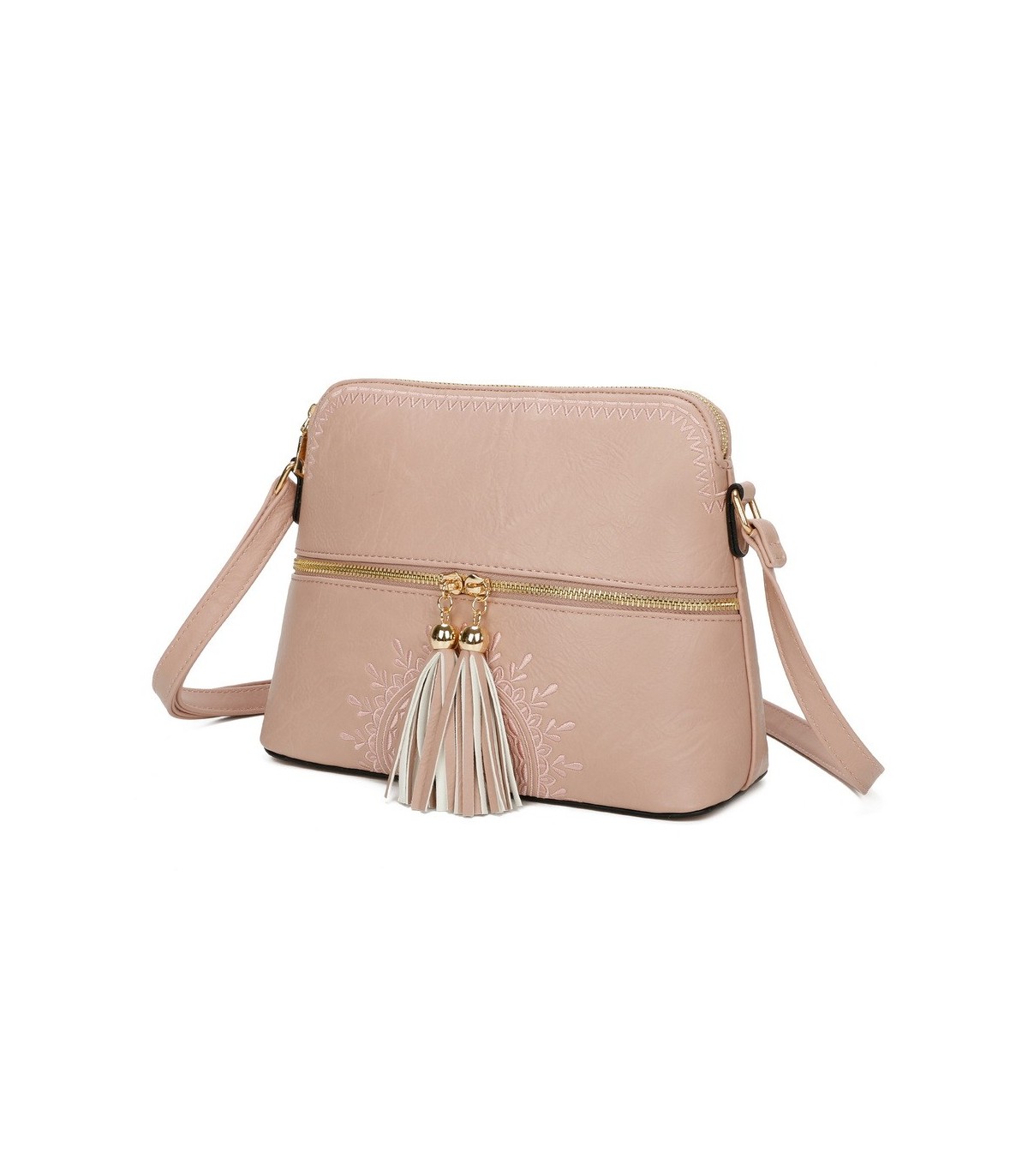 T11524 - Bolso con borla y bandolera con bolsillos delanteros