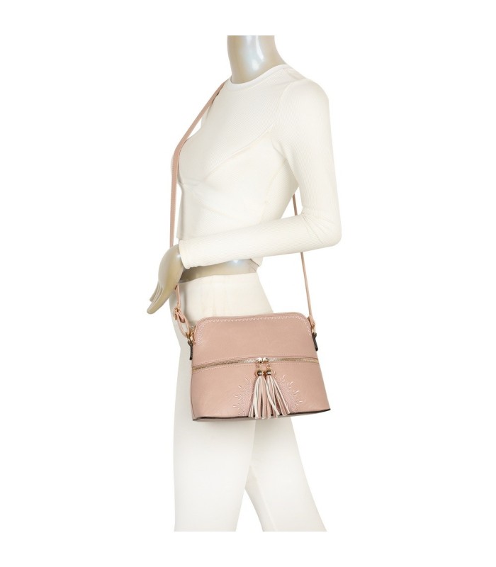 T11524 - Bolso con borla y bandolera con bolsillos delanteros