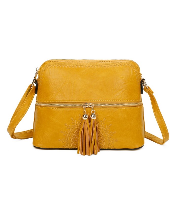 T11524 - Bolso con borla y bandolera con bolsillos delanteros