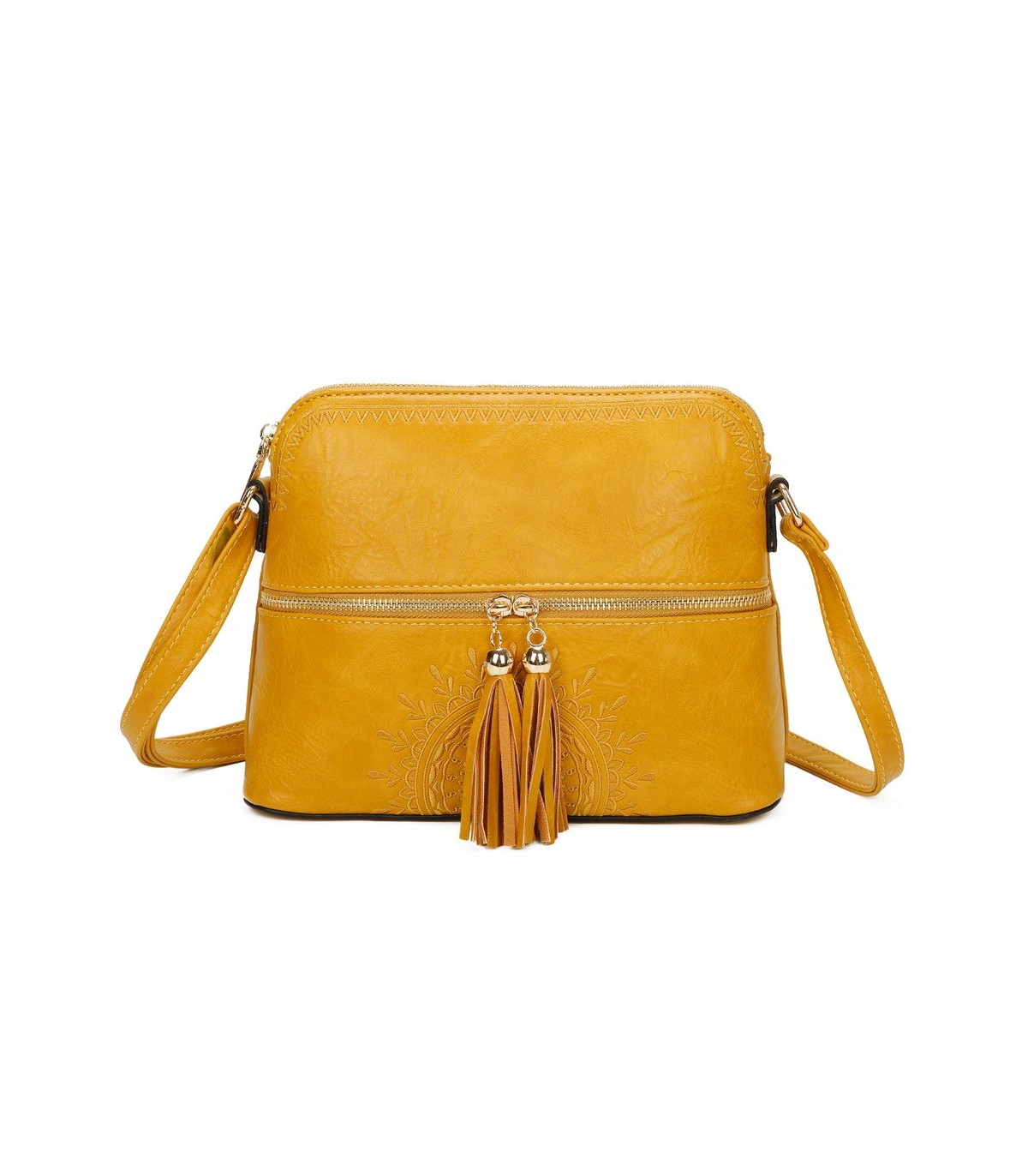 T11524 - Bolso con borla y bandolera con bolsillos delanteros