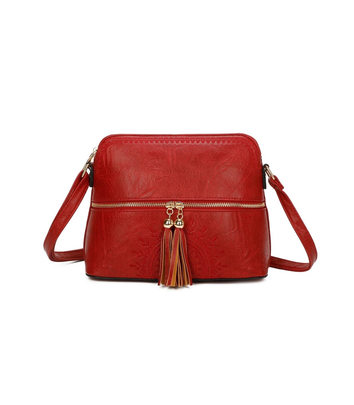 T11524 - Bolso con borla y bandolera con bolsillos delanteros