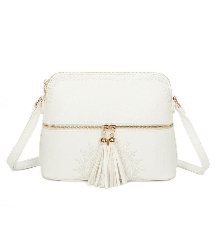 T11524 - Bolso con borla y bandolera con bolsillos delanteros