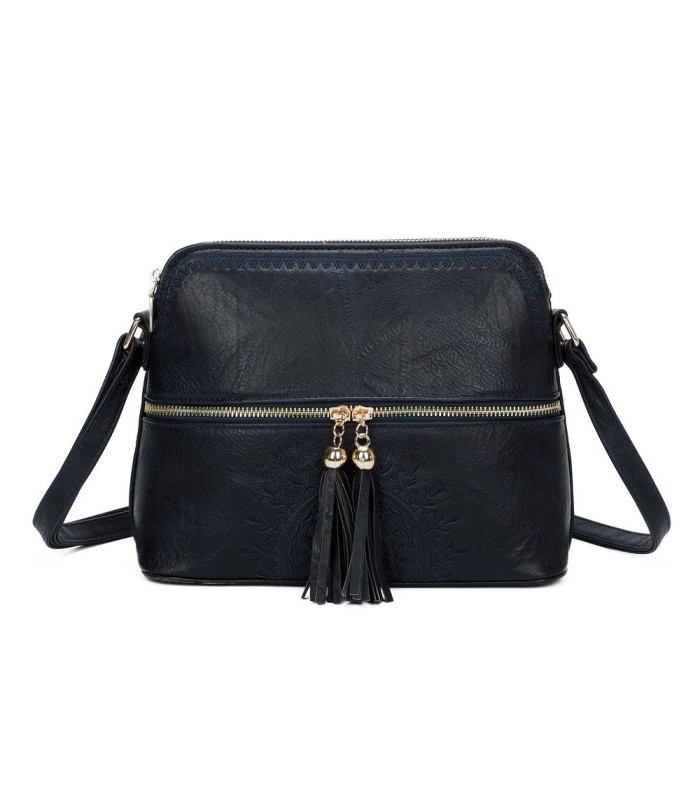 T11524 - Bolso con borla y bandolera con bolsillos delanteros