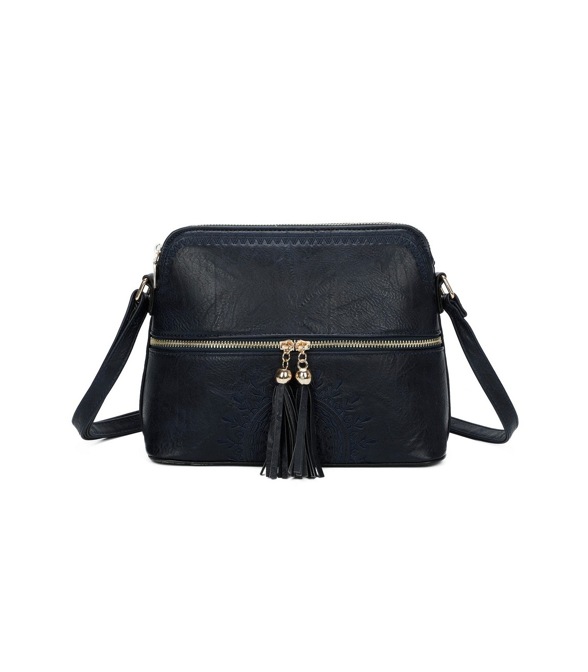 T11524 - Bolso con borla y bandolera con bolsillos delanteros