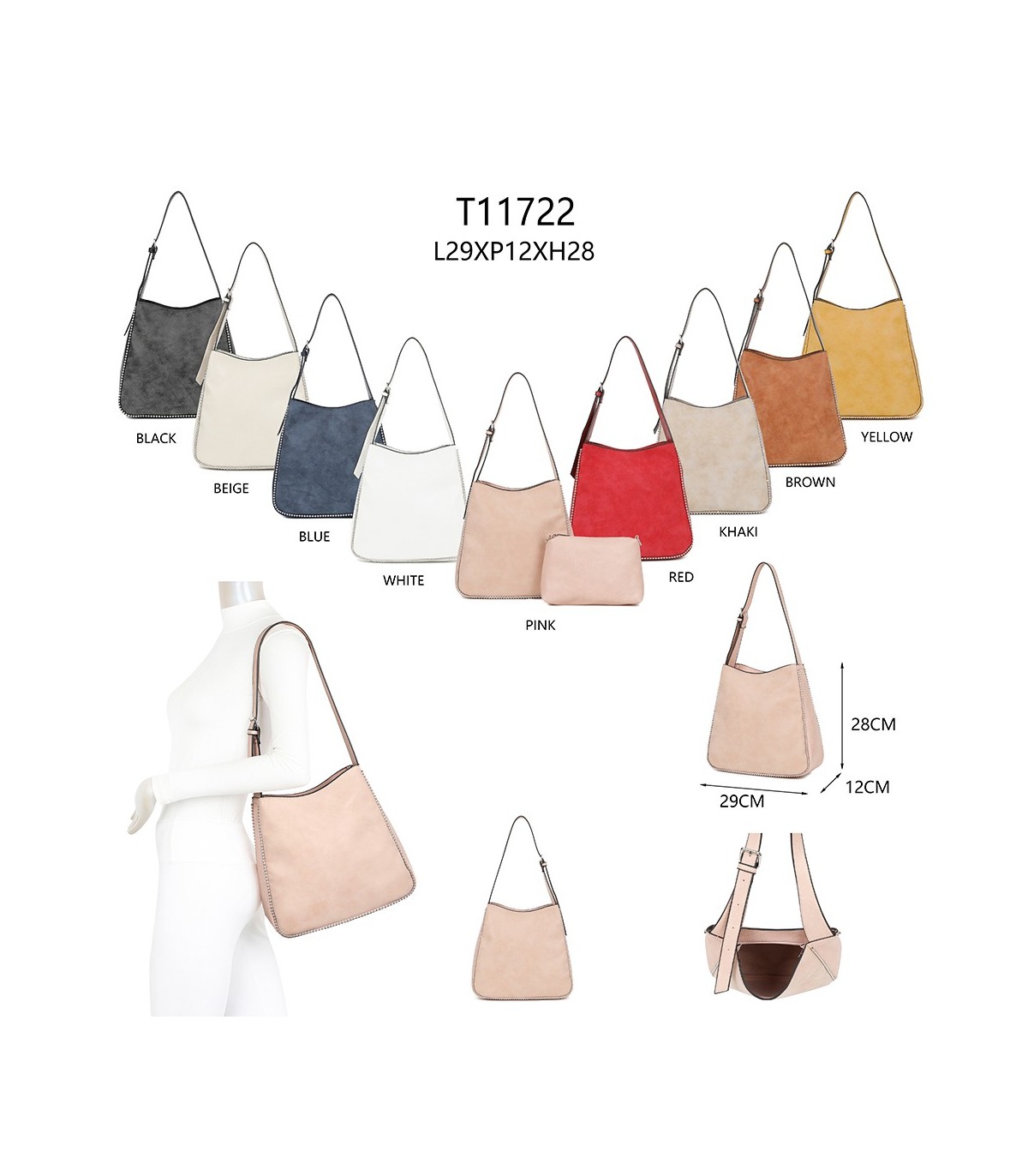 T11722 - Bolso de hombro con neceser interior
